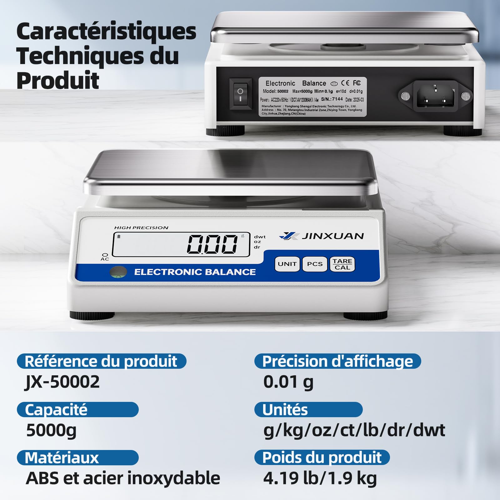 Laborwaage 5000g x 0.01g Analysewaagen Grammwaage Präzisionswaage Schmuckwaage Digitalwaage mit einer Genauigkeit von 0,01 Gramm