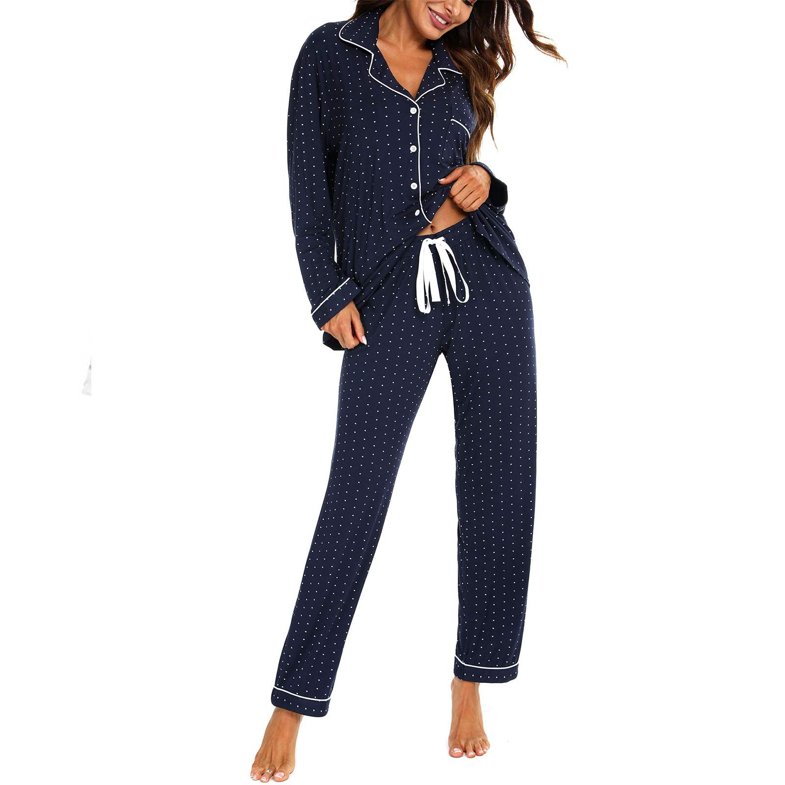 Pijama de invierno para mujer, conjunto de pijama suave de manga larga para mujer