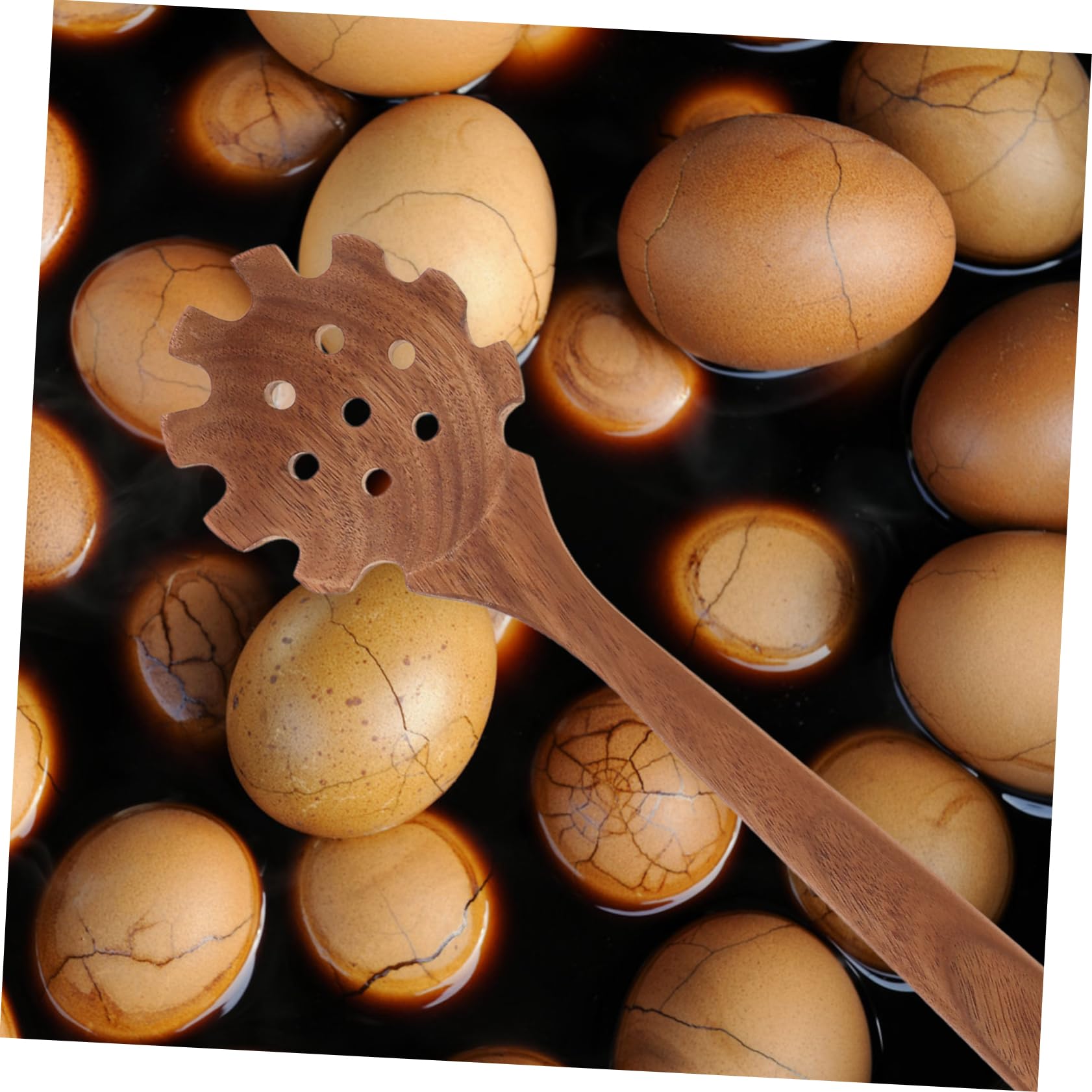 Ciieeo 8 Stk Nudellöffel mit langem Griff Schaumlöffel geschlitzter Nudellöffel Pfannenwender rostfrei küchenzubehör Kochlöffel im hängenden Design Küchenkochgeschirr Großblättrige Akazie