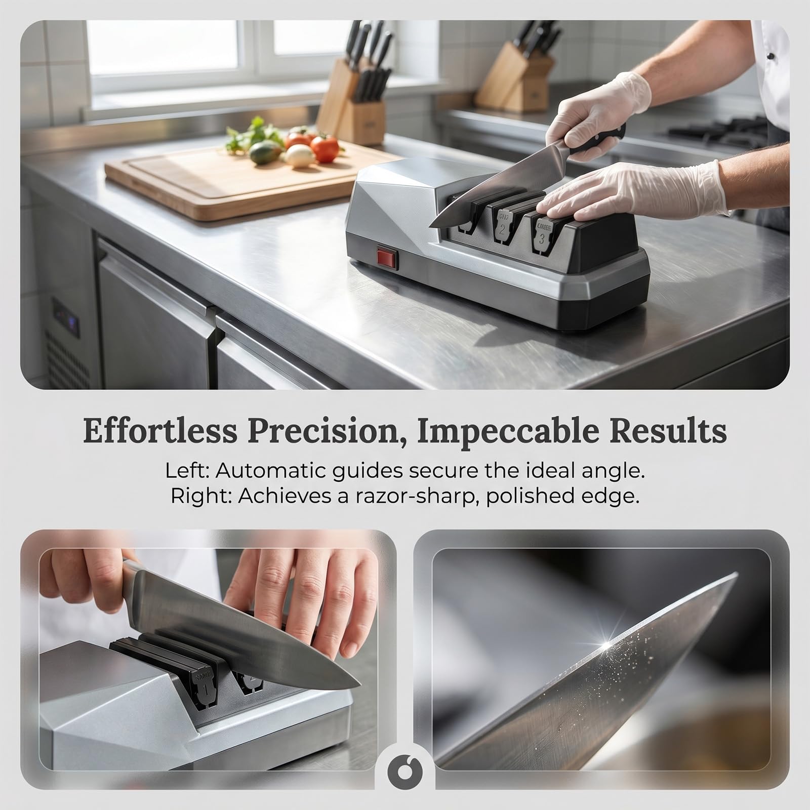 Aiguiseur Couteaux Électrique, Outil D'afilage En 3 Étapes Avec Des Abrasifs Diamant, Aviseur Électrique Professionnel De Couteaux Pour De Cuisine, Couteaux De Chef, Couteaux Dentés, Ciseaux