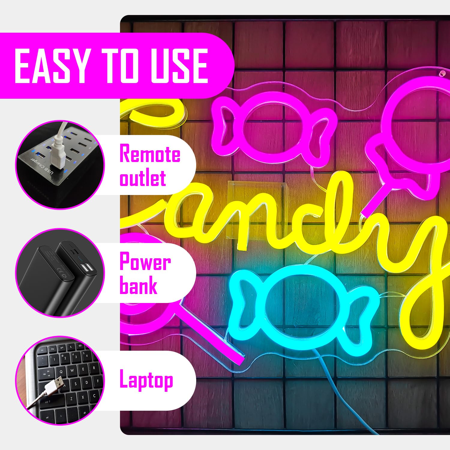 Amazon.co.jp: キャンディネオンサイン ロリポップ ネオンサイン