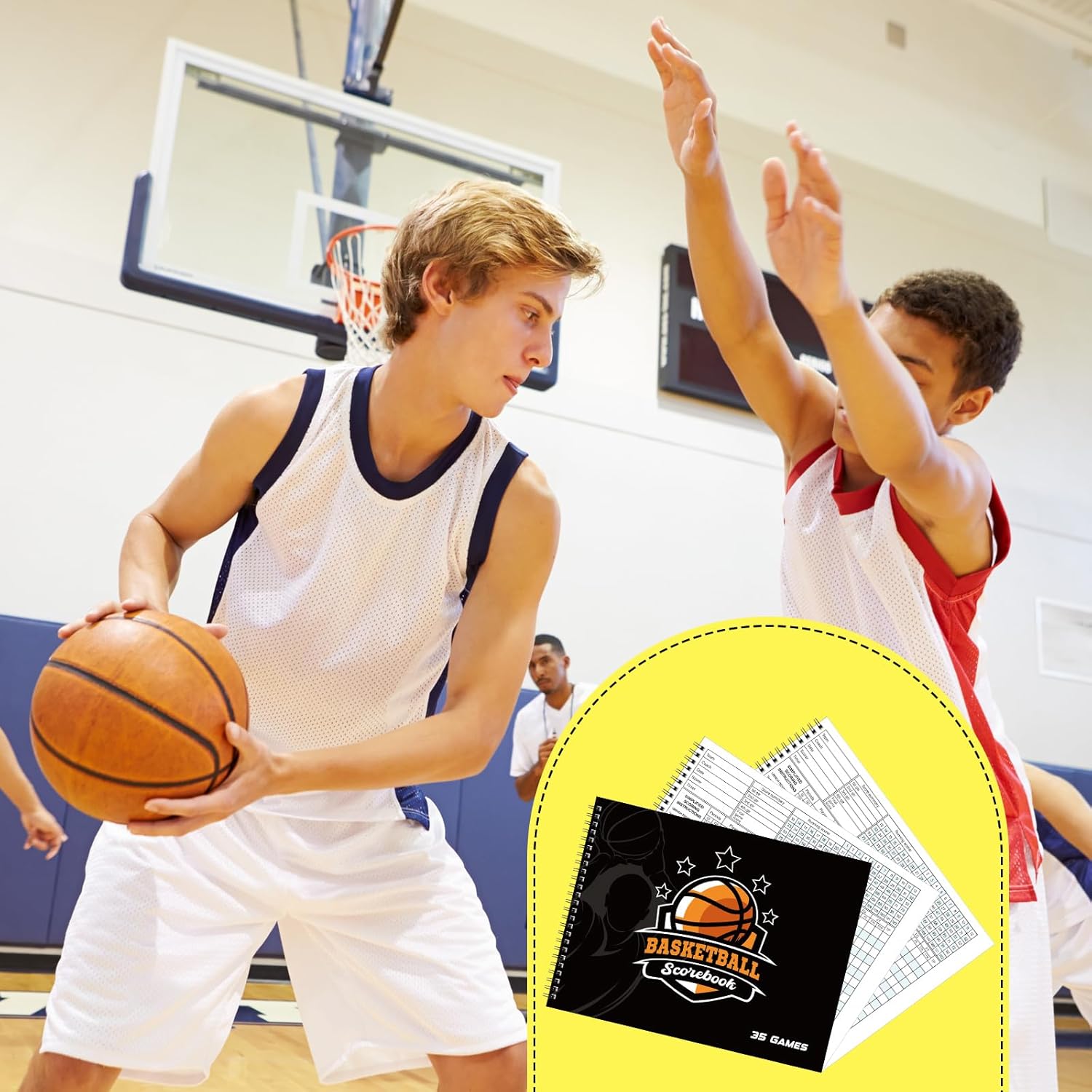 Qilery Basketball Scorebook 35 Games Basketball Stats Book Bulk Side by Side Scorekeeper Tracking League for Coaches, Scorekeepers, Adult, Youth