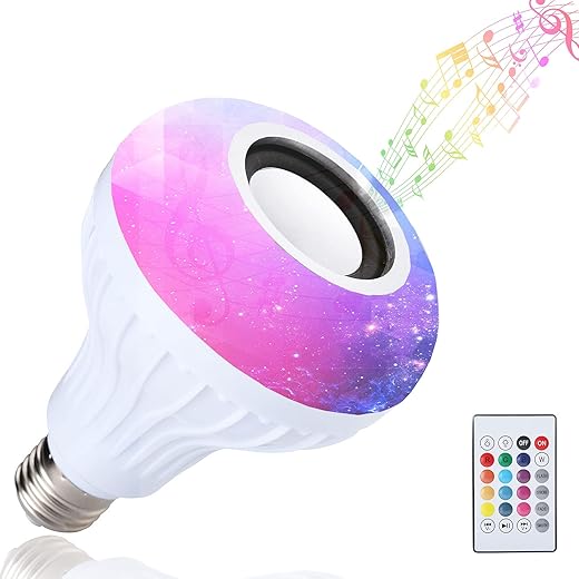 BSOD LED RGB+White Bulb Light Smart Bluetooth Music Audio Speaker Changing Color Lamp Shower Head with Remote for Living Room Bathroom