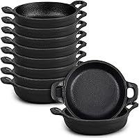Ziliny 10-Pack 5x5 Inch Mini Cast Iron Skillets - Oven Safe Small Pans for Cookies, Casseroles, Eggs & Single Servings