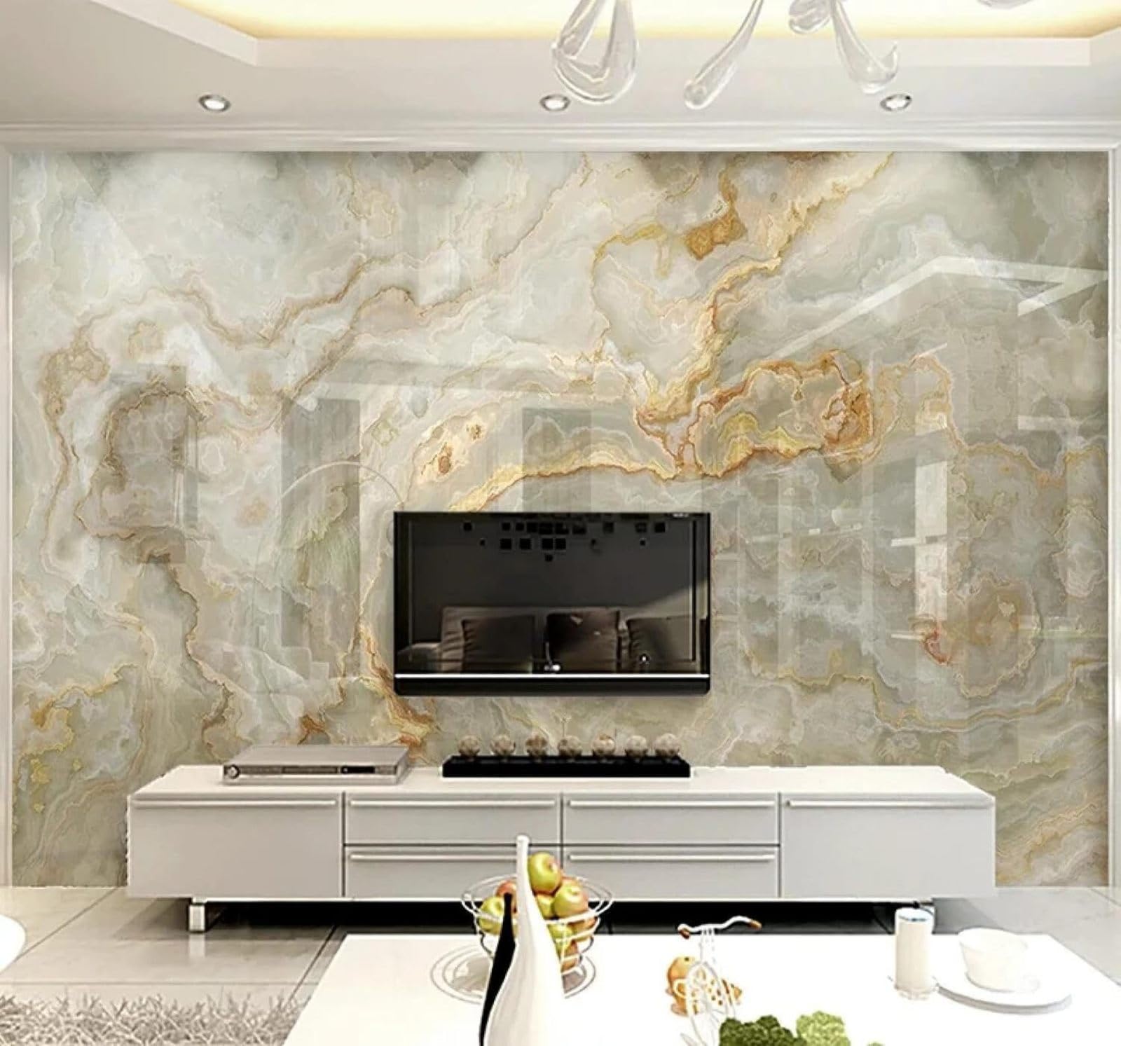 XLMING Abstract Luxurious Patterned Marble Effect Textured 3D Wallpaper Luxury Silk Study Dining Feature Sofa Grey Bedroom Living Room Tv Decorative Wall-300cm×210cm