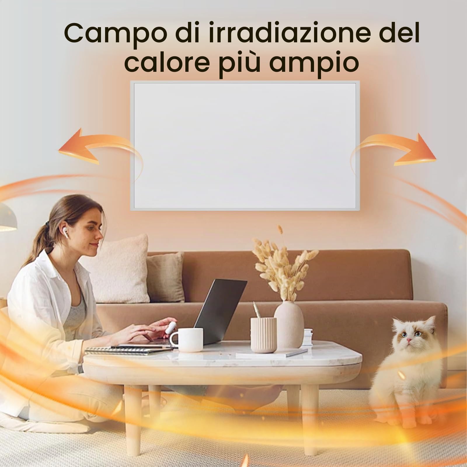 Pannello Radiante Infrarossi 800W con Controllo Intelligente, Riscaldamento a parete a infrarossi a risparmio energetico - Controllo dell'app WLAN con Telecomando - TÜV