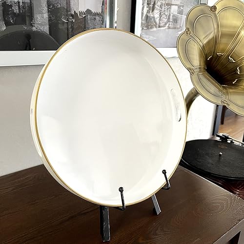 Miniatura 3 de Zosenley Bandeja decorativa, bandeja redonda de plástico con asas, bandeja de tocador moderna y bandeja de servir para otomana, mesa de café, cocina