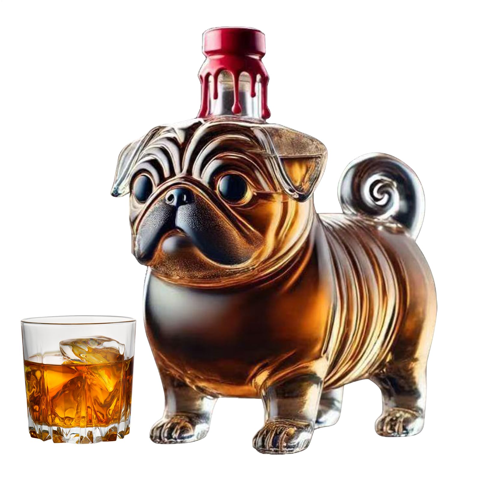 Decantador de whiskey Pug para decorar tu bar y servir licores con estilo único