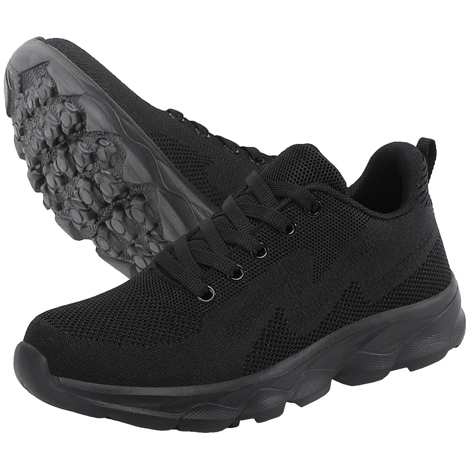 Non Slip Work Shoes for Women, Black Non Slip Sneakers for Women, Comfortable Lightweight Walking Shoes