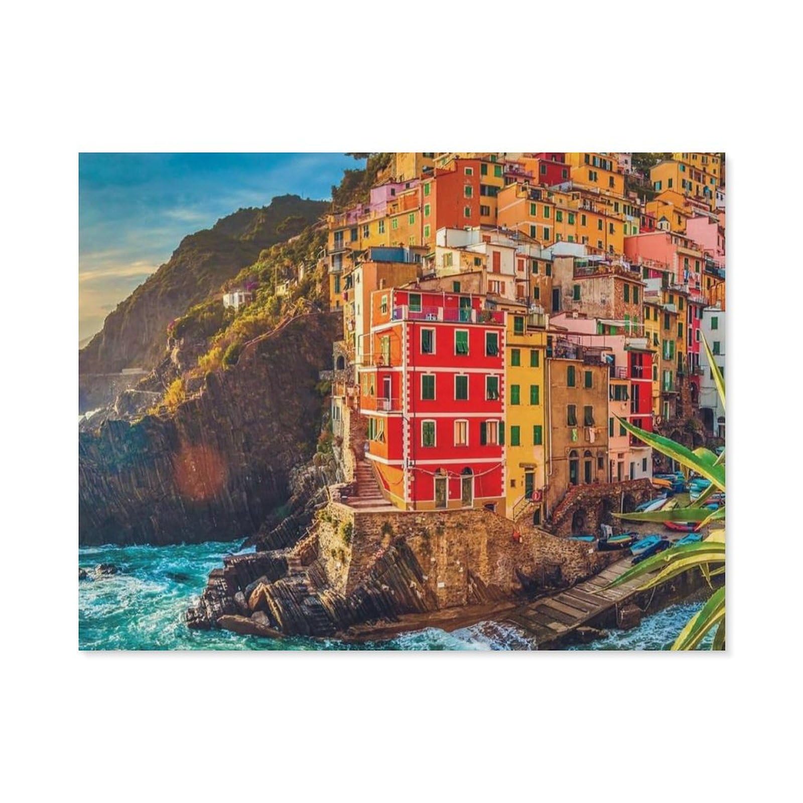 GSBRSNTS Paint by Numbers for Adults Kids Beginner，City of Riomaggiore, Italy，DIY Acrylic Painting by Numbers Kits with Brushes Acrylic Pigment Home Decoration Brithday Gifts(20x30cm-E12