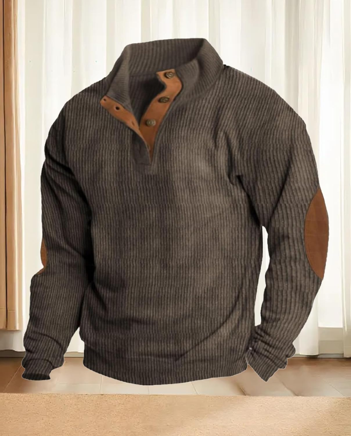 Western Sweatshirts for Men Aztec Retro Pullover Quarter Zip Sweatshirt Mens Stitching Color Fleece Sweatshirt - Image 3