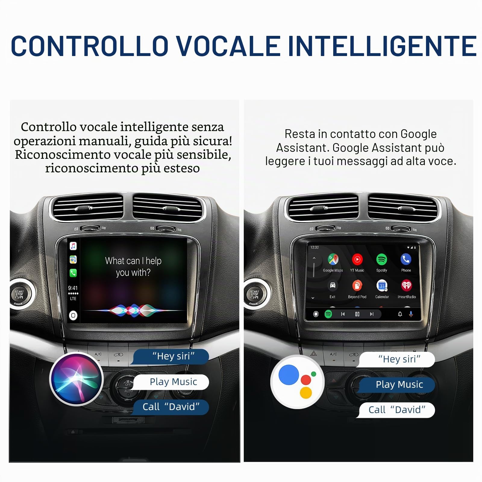 Wireless CarPlay e Android Auto Kit di Retrofit Decoder per Fiat Freemont | Adattatore di Plug & Play per Chrysler 300C / Dodge / Maserati con SWC, Wi-Fi, Bluetooth, Controllo Vocale e Navigazione GPS