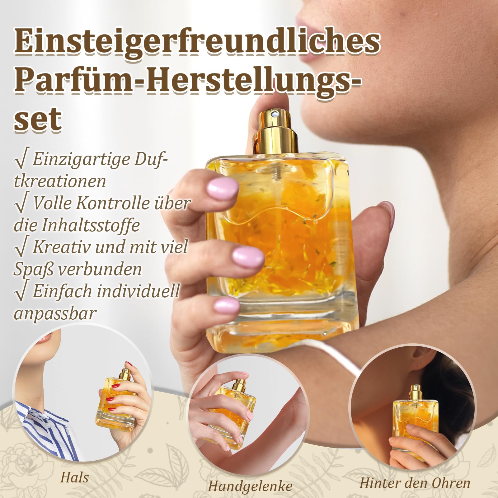 Parfüm Selber Machen Set, Gdblsm Damen Perfume Oil Making Kit, Kreative Bastelset Erwachsene DIY mit Ätherisches Öl, Langlebiges Mini Düfte als Geschenk für Frauen/Mädchen/Männer