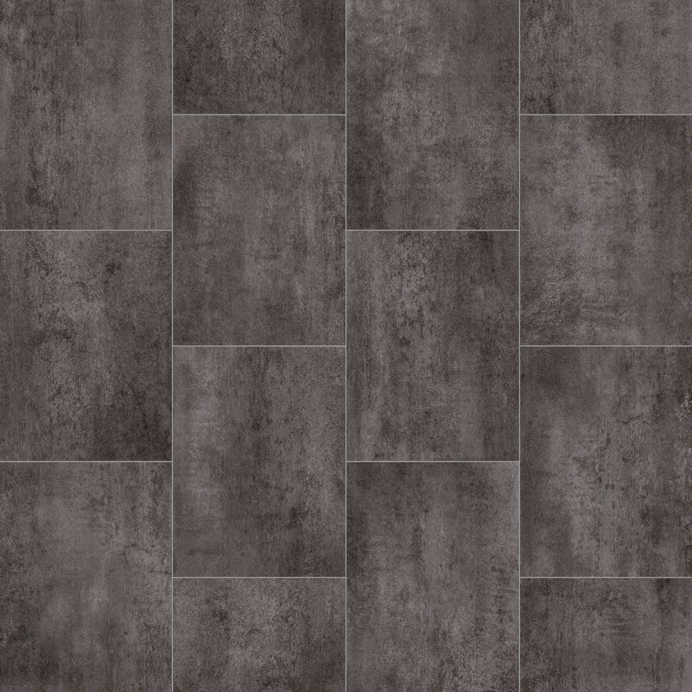 Tile Effect Vinyl Flooring 2.5mm Thick Felt Backed Lino Roll Bathroom Kitchen (Dark Grey Stone Tiles - 3m Wide x 3m Long)