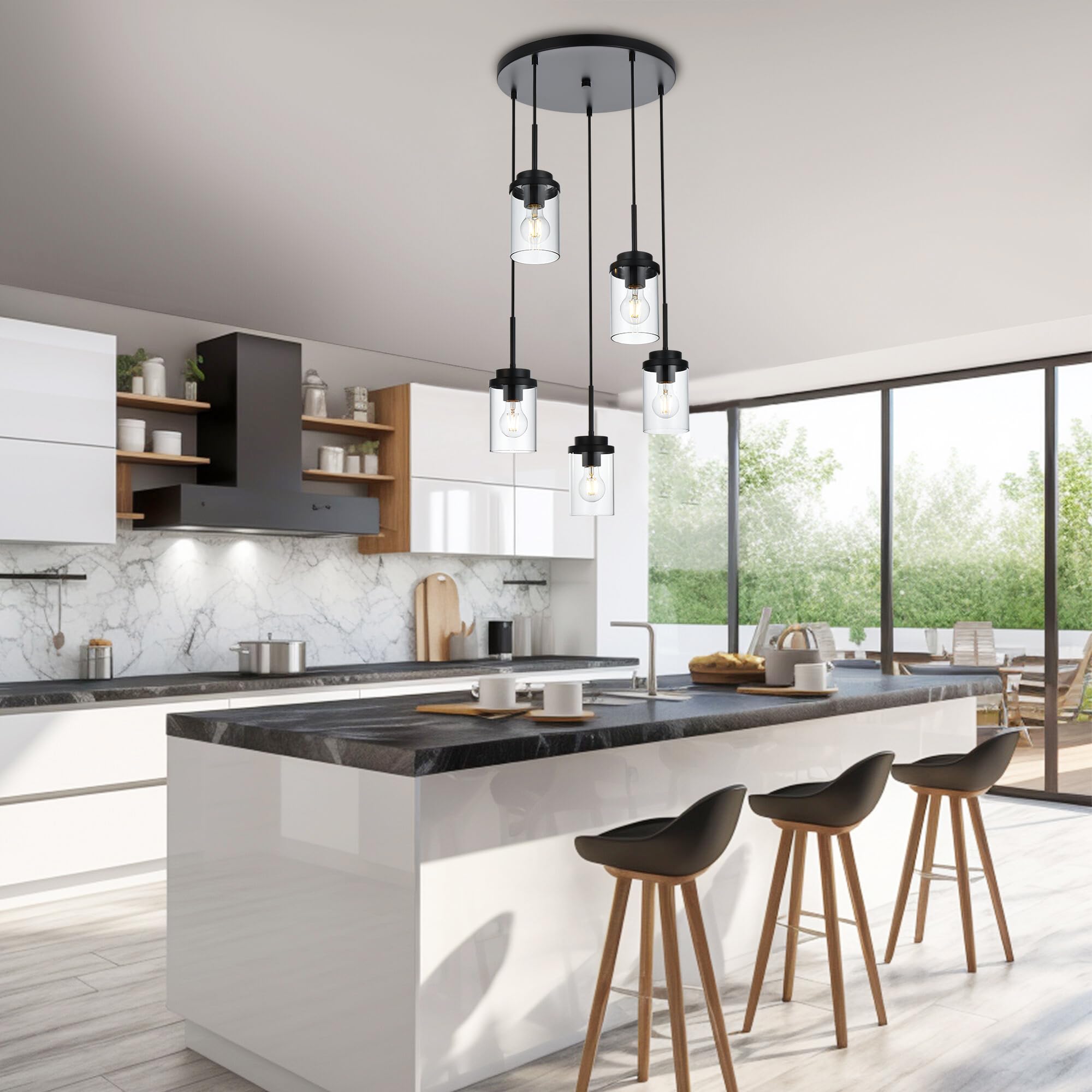 MELUCEE 5-Light Pendant Chandelier - Modern Lighting -2