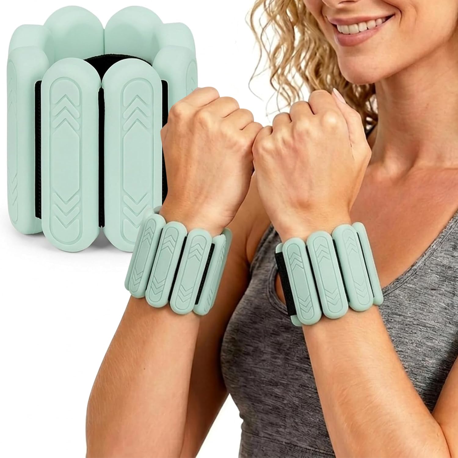 Set di 2 pesi per caviglia (0,5 kg/0,9 kg ciascuno), pesi regolabili per polsi e caviglie per donne e uomini, braccialetti in silicone per allenamento della forza, per nuoto, corsa, pilates