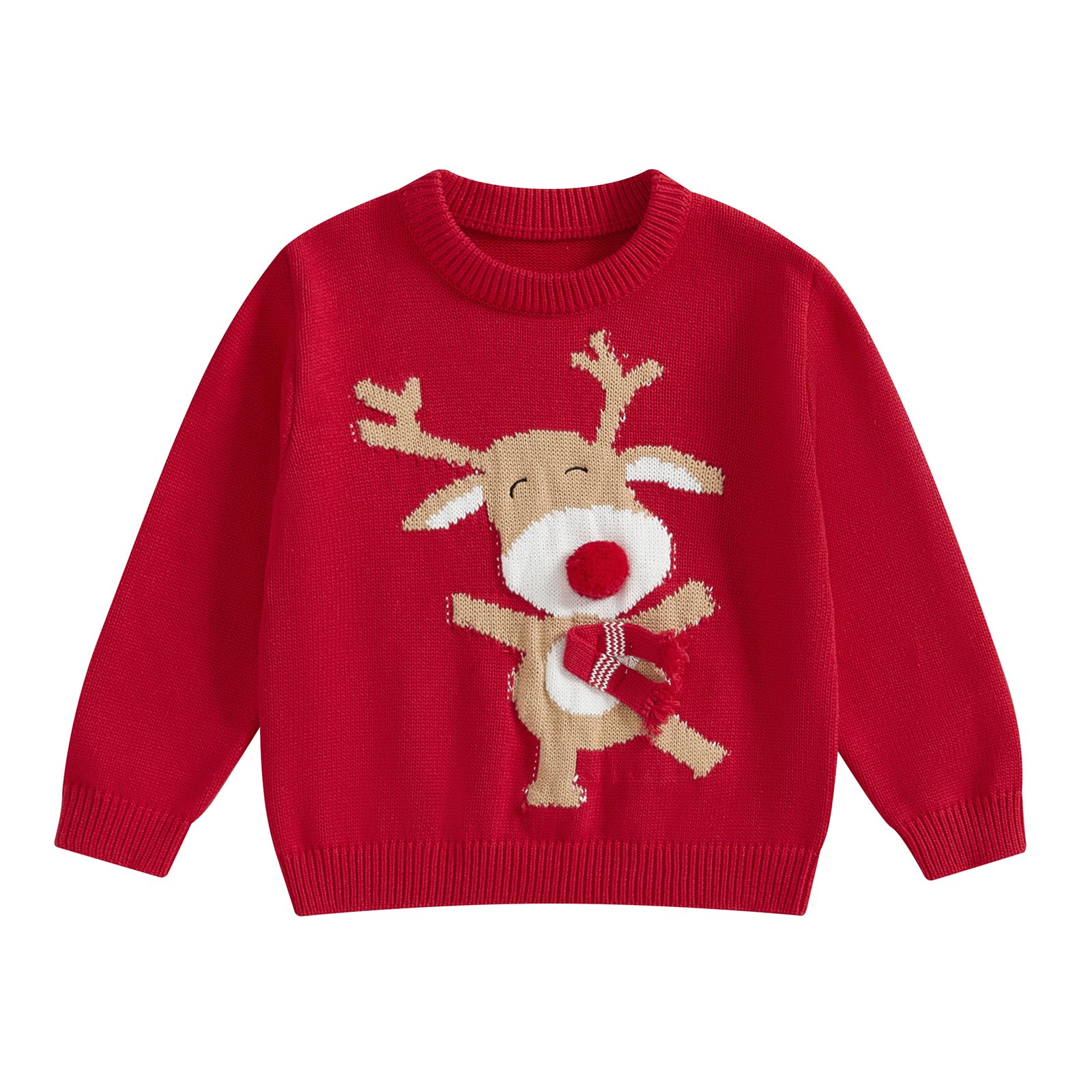 Frietlebird Toddler Baby Boy Girl Knit Sweater Christmas Outfit Deer Pullover Crewneck Sweatshirt Warm Christmas Sweater