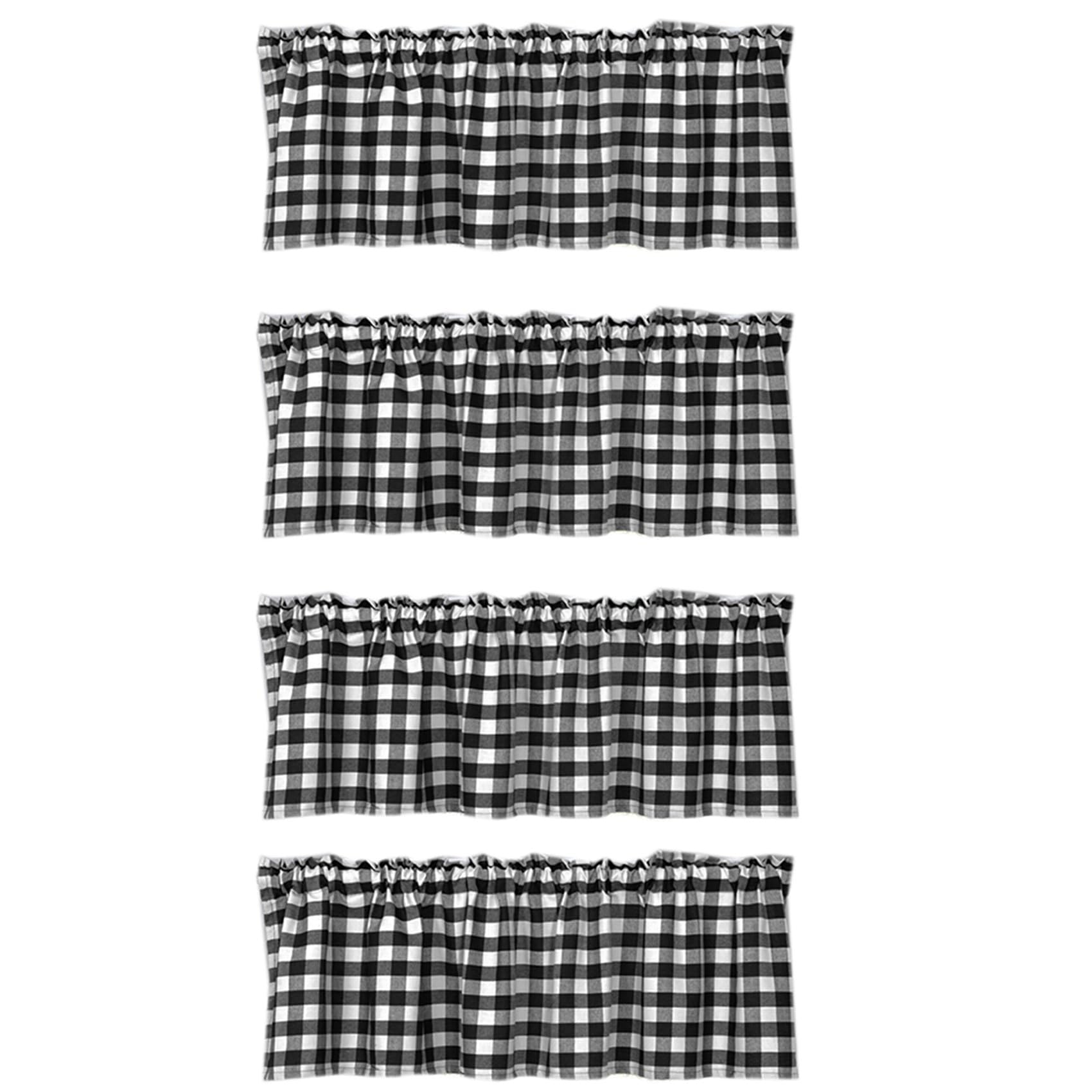 Cenefas de cuadros para cocina y tratamiento de ventanas estilo granja rústica, pack de 4