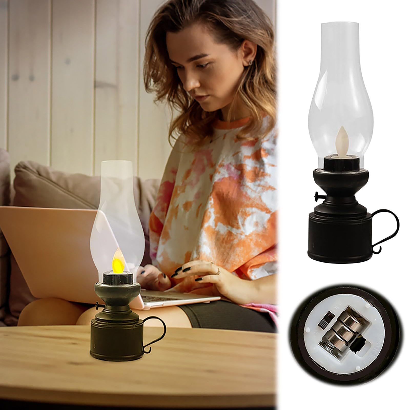 OSALADI Elektronische Petroleumlampe LED - Vintage Design Ohne Echte Flamme