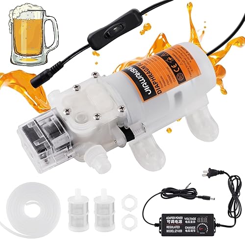 JIAWANSHUN Bomba eléctrica de transferencia de vino de 110 V, bomba autocebante de grado alimenticio de 5 l/min con control de velocidad continuo,