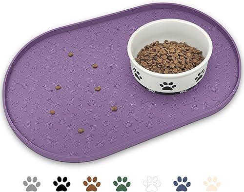 Miniatura 55 de KPWACD Tapete de alimentación de mascotas para perros y gatos, mantel individual de silicona para perros, antideslizante, impermeable, evita