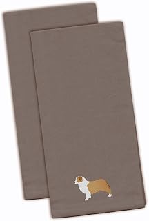 Caroline's Treasures BB3433GYTWE Australian Shepherd Dog Gray Embroidered Towel Set of 2 Decorative Bathroom Guest Hand Towel for Hand, Face, Tea, Dishcloth, 19 X 25, Grey