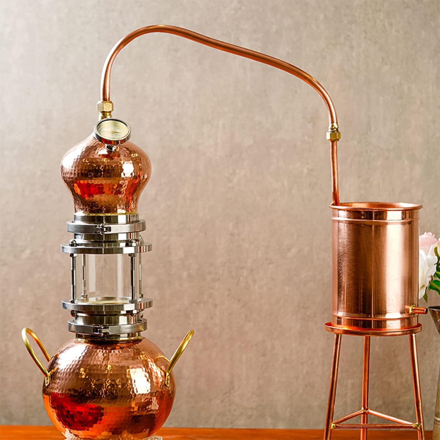 10l,Household Pure Copper Alcohol Distiller and Spirits Making Kit, Water Distillation and Purification Equipment, Home Brewing Set.