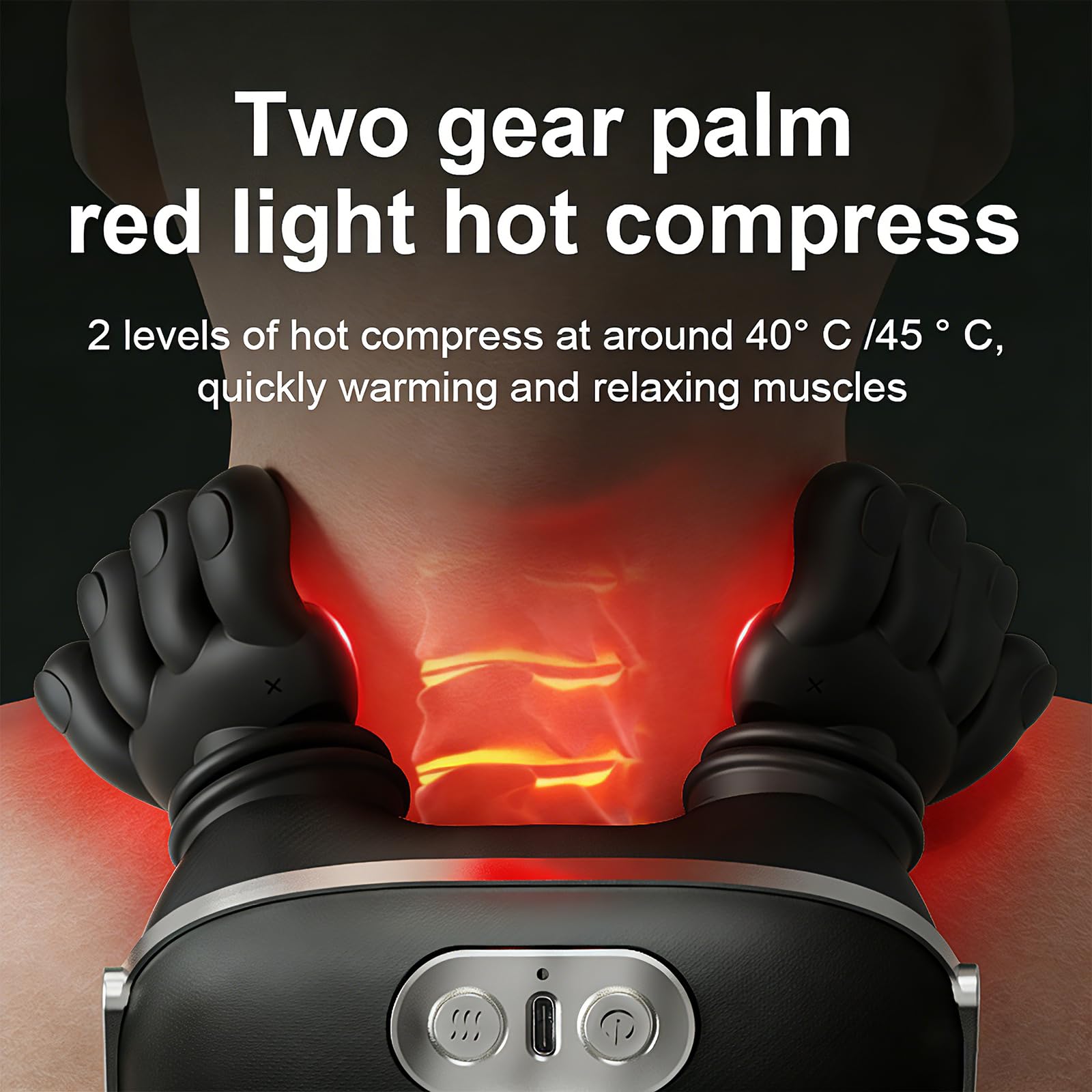 4D Nackenmassagegerät Mit Wärme, Massagegerät Nacken, Nackenmassage, Neck Massager Mit 3 Massagestufen 2 Temperaturstufen, Elektrische Schulter Massagegerät für Nacken,Zuhause,Büro,Reisen (Black)