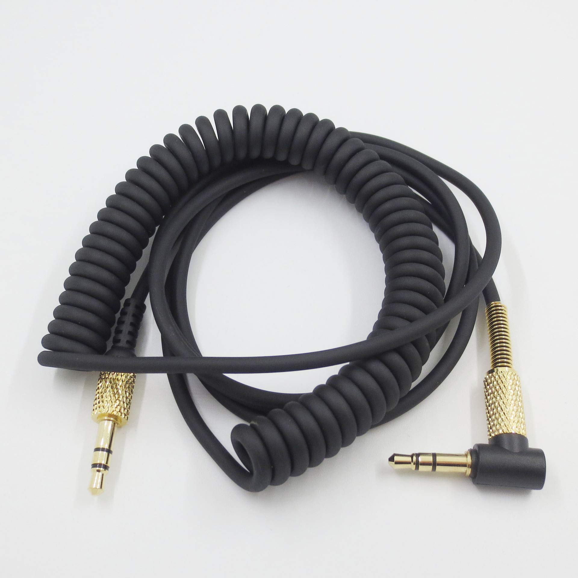 Yaowangan Câble audio pour Marshall Major IV 4,Major 2 II,casque Monitor Mid BT, fil de câble enroulé de remplacement de 3,5mm à 3,5mm(1,25m/4,1 pieds, extension jusqu'à 1,8m/5,11 pieds,noir)