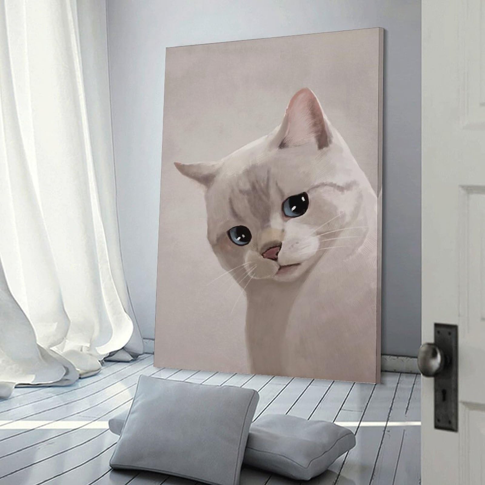 Junmoney Expressive Cat Meme 2 Decorative Wall Artwork 08x12inch(20x30cm), for Living Room, Lounge Or Sitting Room, A Home Accent with Warm Character
