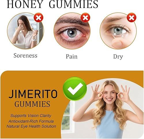 Miniatura 3 de Gomitas de luteína de miel Jimerito, vitamina para ojos de miel Jimerito con 20 mg de luteína y 10 mg de zeaxantina-suministro de 30 días (1 unidad)