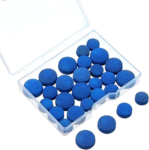 32 puntas de palo de billar, kit de repuesto de puntas de billar con caja de almacenamiento, kits de reparación de cabeza de punta de cuero para