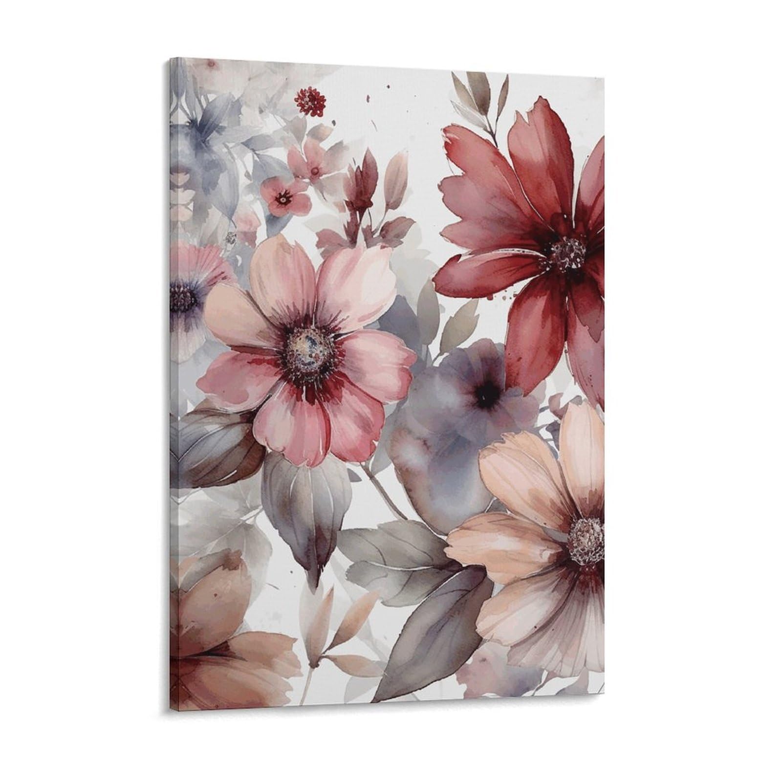 Abstract Colorful Flowers Canvas Wall Art for Bedroom 18x24inch Canvas Prints Artwork for Walls Modern Picture Artwork Painting for Living Room Aesthetic Wall Paintings for Bathroom Kitchen O
