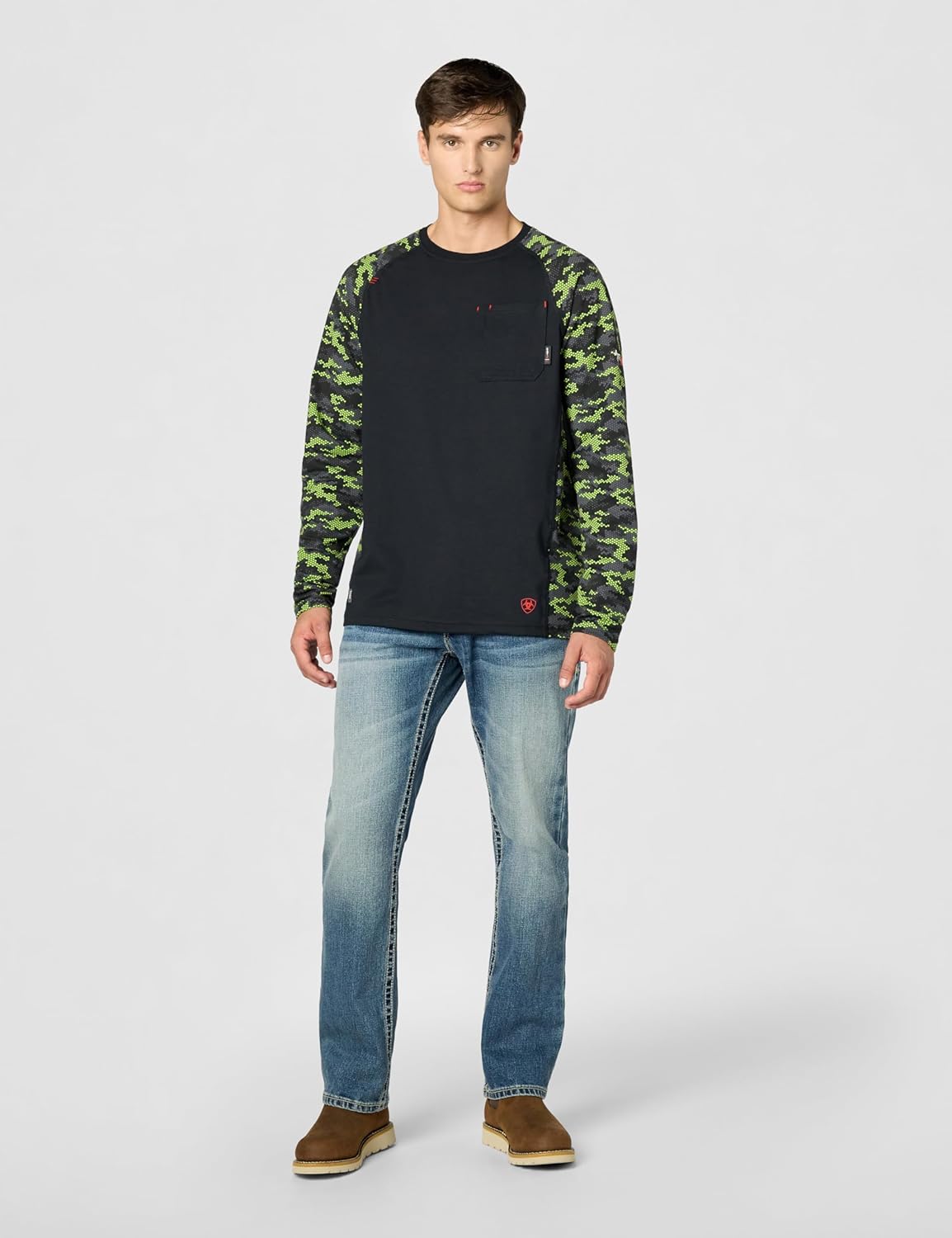 ARIAT Men's FR AC Stretch Camo Baseball T-Shirt - Image 6