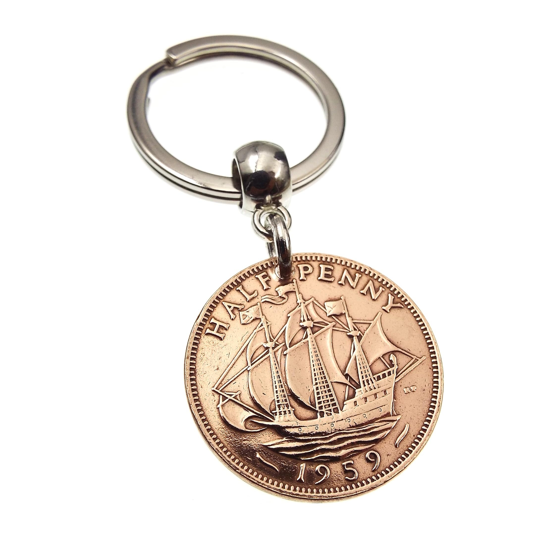 A Silver Dream 1959 British Half Penny Coin Keyring