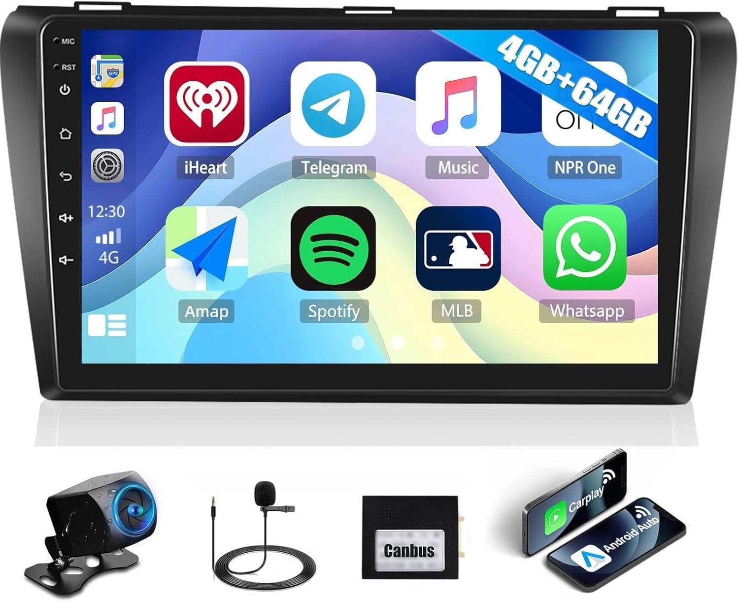 Amazon.com: CAMECHO 4G+64G Car Radio Stereo for Mazda 3 2004-2009