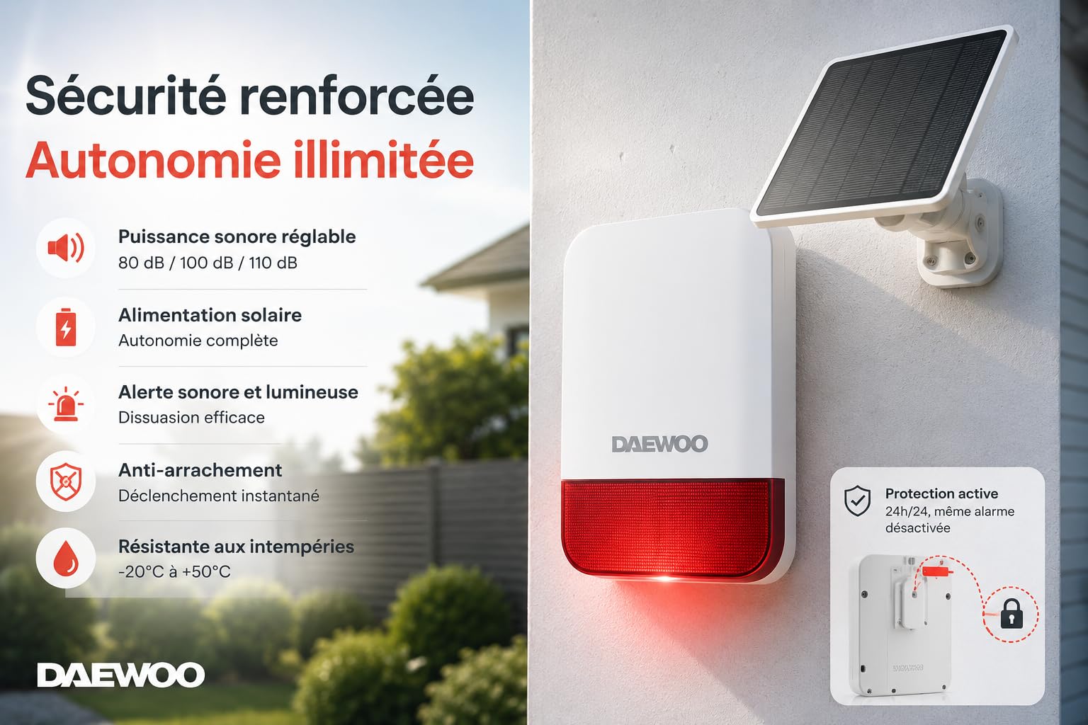 Daewoo Alarmanlage, WLAN/GSM Touch, 7 Zoll (17,8 cm), AM504L, kabelloses und ohne Abonnement, Tierfreundlich, Detektoren inklusive + Überwachungskamera, Full HD, Mobile App inklusive