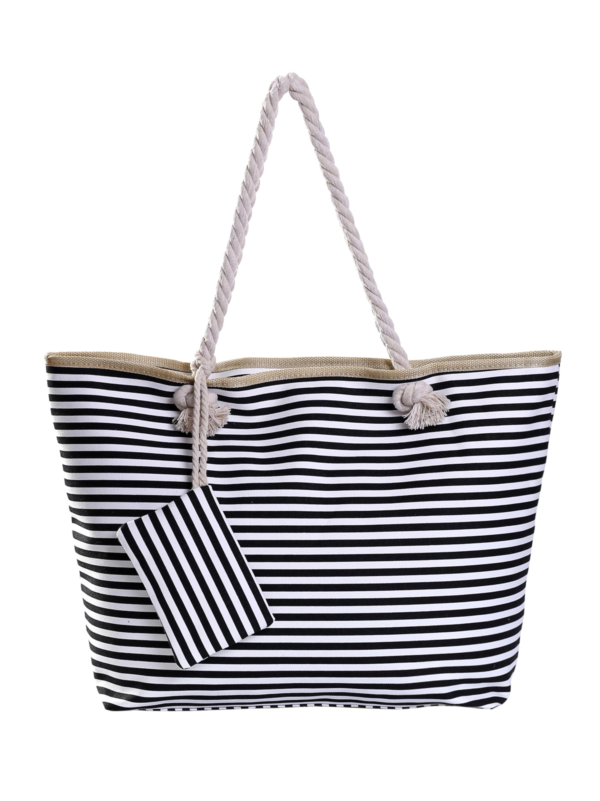 DonDon Strandtasche mit Reißverschluss, Große Strandtasche XXL, Shopper Tasche Damen - Praktische Beach bag Umhängetasche Damen Badetasche für Strand und Meer
