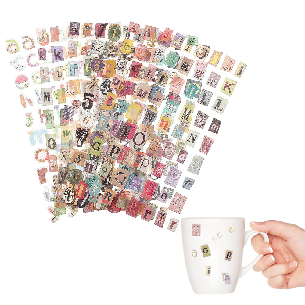 Xdanwng Multicolour 30 Sheet Vintage Letters Scrapbook Stickers Self Adhesive Retro Letter Stickers Aesthetic English Alphabet Symbol Label Sticker For Decorationg Planners Scrapbooks Mug Laptop