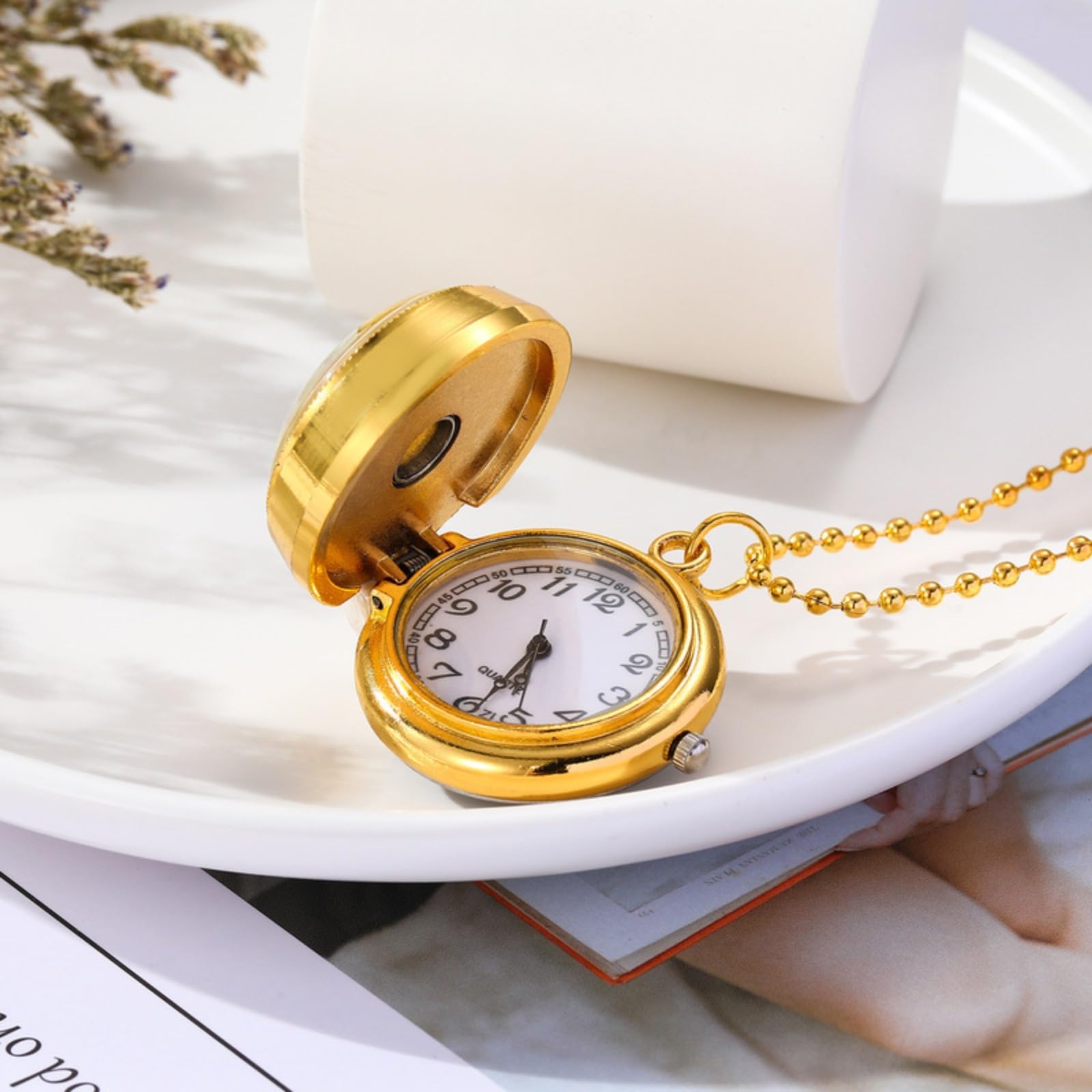 Reloj de Bolsillo, Reloj de Bolsillo Giratorio con Forma Concha, Reloj Collar, Colgante