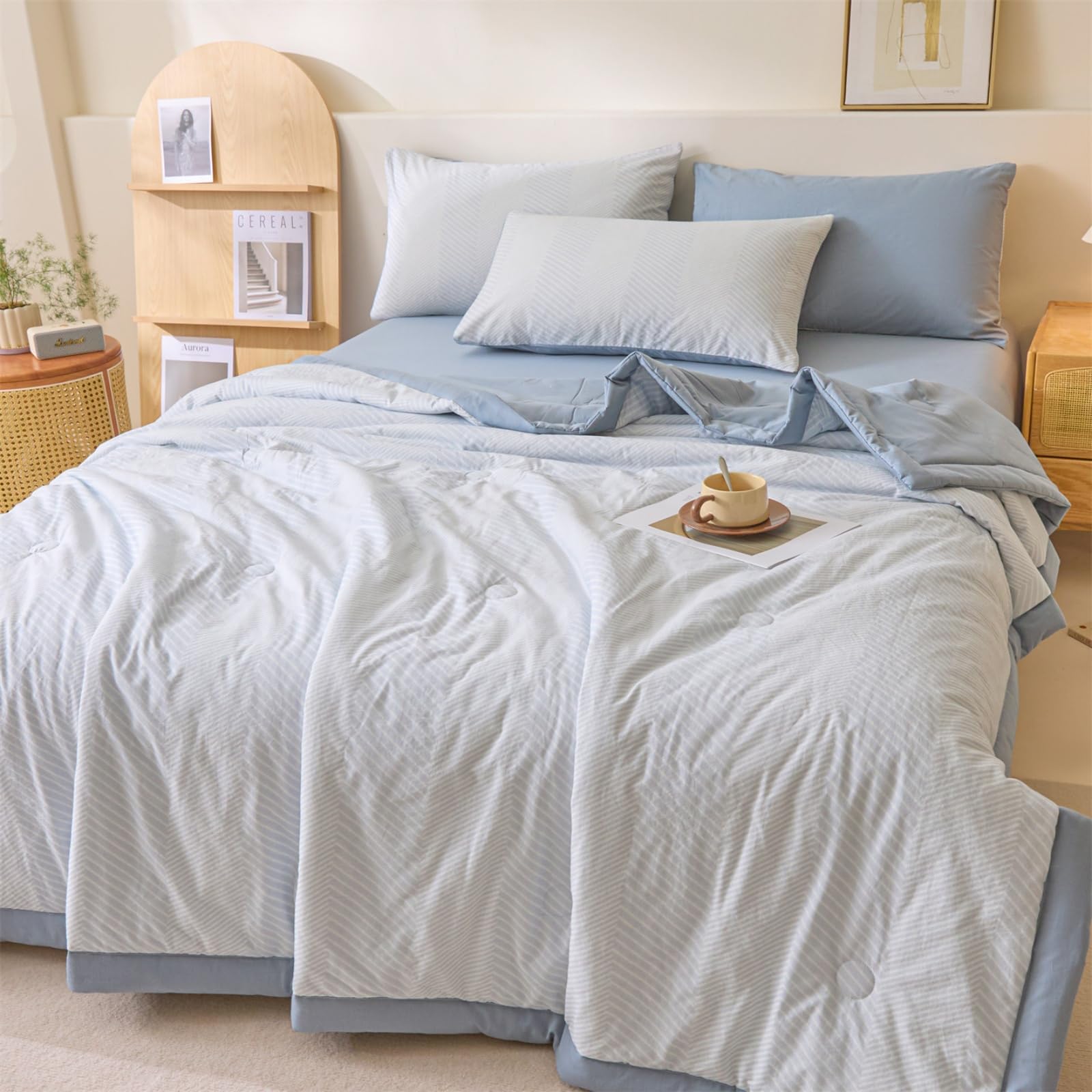 Odot Edredón Sin Funda 2.5 TOG Single A King (Cuadros 7,150x200cm) | Relleno Nórdico Verano Edredón Ligero y Transpirable Lavable a Máquina y Secado Rápido para las Noches Cálidas de Verano