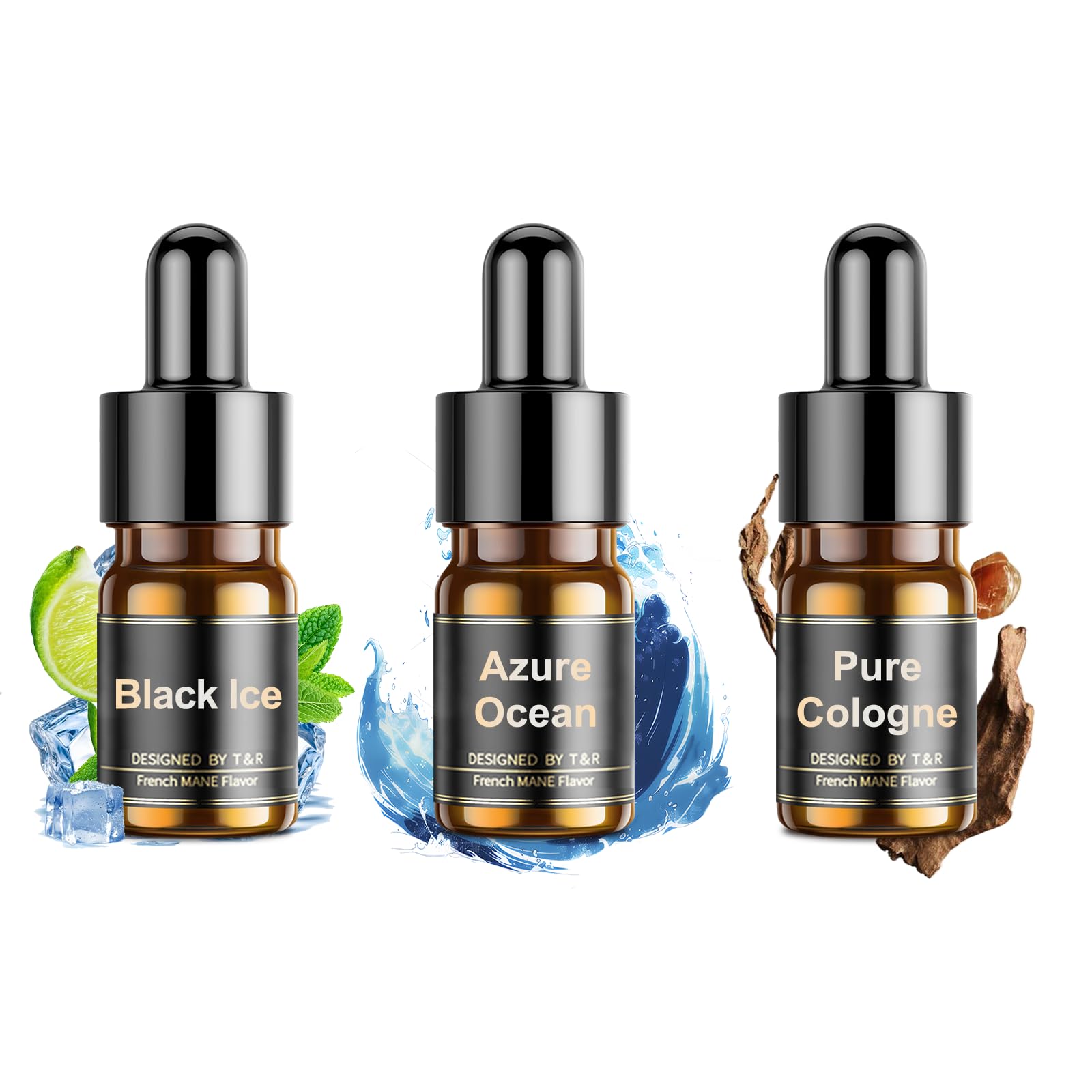 ceeniuEssential Oils Set - F21 Essential Oils Refill for Car Diffuser, 12ml (3 Pack), Long-Lasting Natural French Fragrance, Three Scents for Car, Up to 3 Months Use with Reusable Ceramic Ring