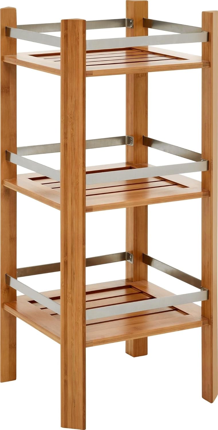 Altra Furniture Bamboo Bathroom Shelves Tower with 3