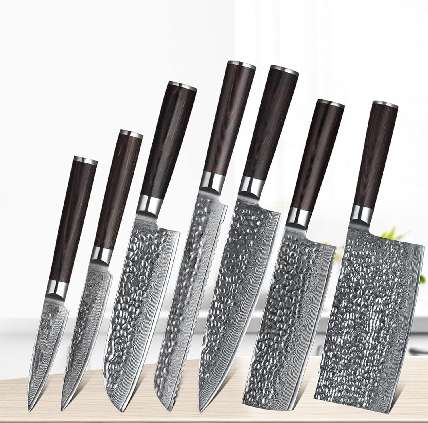 Set de Cuchillos Cocina 7 Piezas Acero Damasco