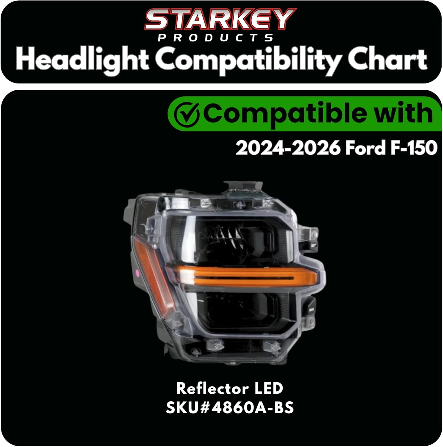 Starkey Products Fender Vent Lighting Kit (Amber) Compatible for Ford F-150 2024-2026 with LED Reflector Headlights