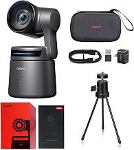 OBSBOT Tail Air Combo mit Mikrofon und Stativ, Tail Air NDI 4K Webcam | KI-Tracking PTZ Camera, Intelligenter App, HDMI/USB-C kabellos, Videocamera für LiveStream/Kirchen/Sport, etc