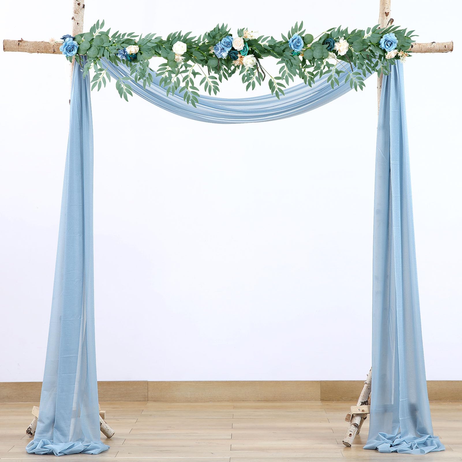 BOYOUTH Dark Blue Voile Swag Scarf Valances Curtains,Long Sheer Chiffon Fabric Backdrop Curtains Scarves for Wedding Arch Draping,Party Outdoor Decor,30 by 118 Inches,1 Panel