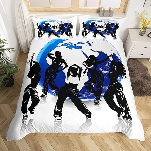 Miniatura 14 de Manfei Juego de funda de edredón musical tamaño Queen, juego de ropa de cama con estampado de notas musicales retro para niños y niñas, decoración