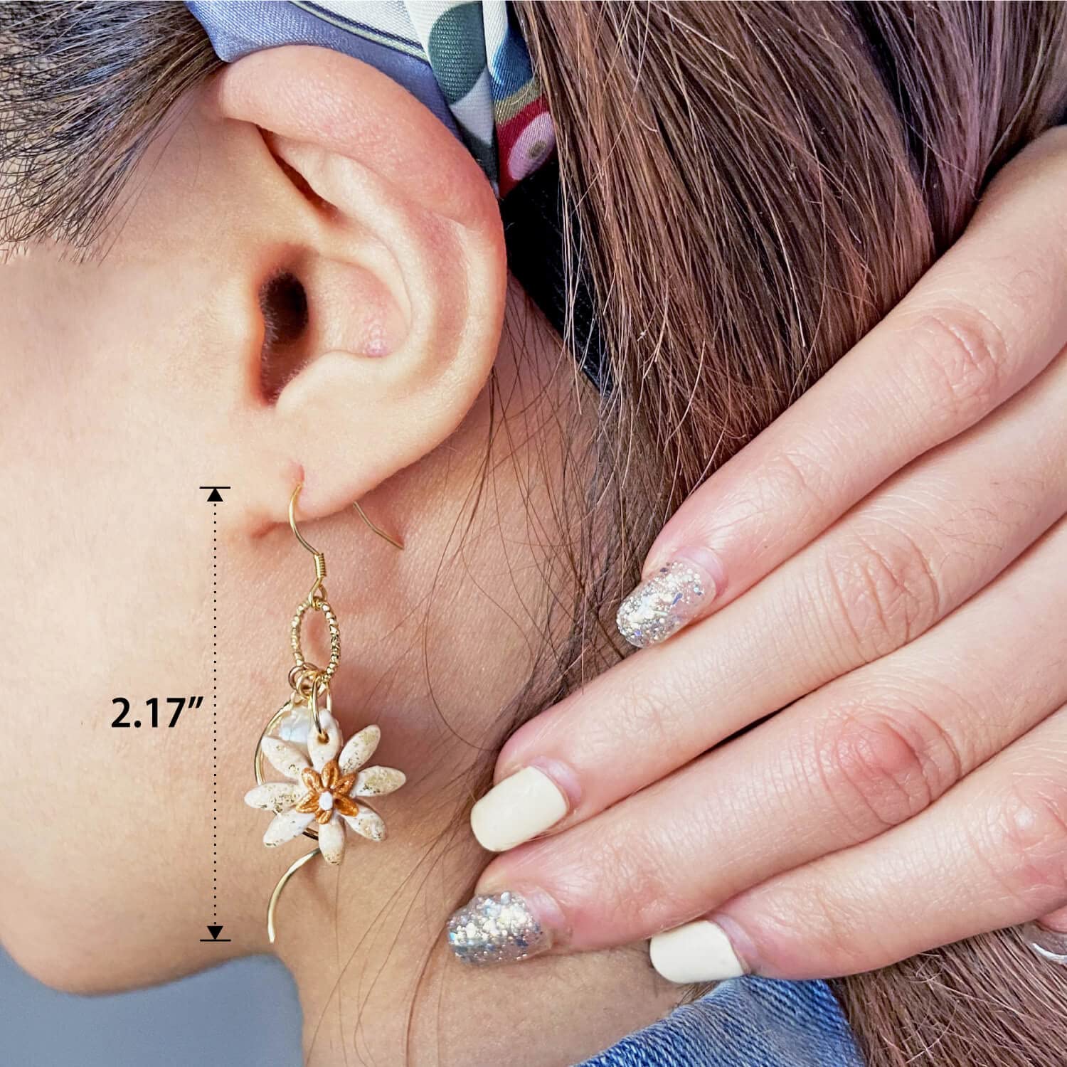 Orecchini Margherita Donna Argento 925 Fiore Orecchini Handmade Originale Pendenti Gioielli per Ragazza Anallergici Ideale Regalo per Donna Bambina