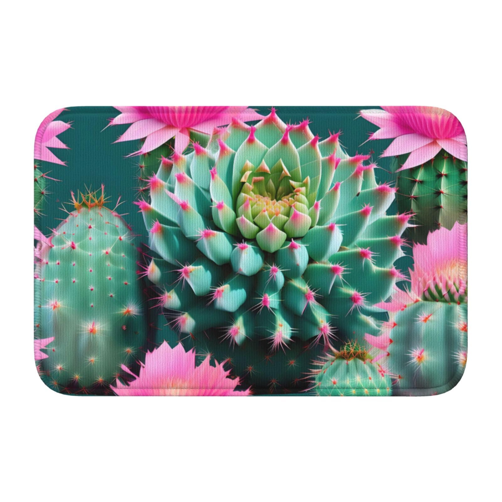 Tapis de sol anti-glisse motif cactus 40x60 cm facile à nettoyer JKIEGOQ